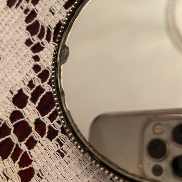 Silver keepsake baby mirror Teddy Bear and flower design 5.5” tall, 2.5”wide big - Picture 11 of 11